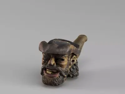 S00050 Vintage Carved Pipe Low-poly 3D model