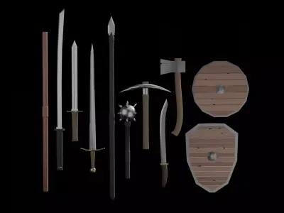 Low Poly Weapons Swords and Axes Plus Low-poly 3D model