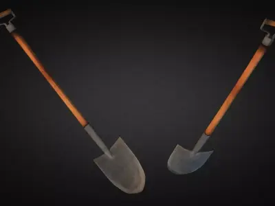 Shovel Low-poly 3D model 10