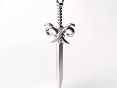Silver elegance sword dagger Low-poly 3D model