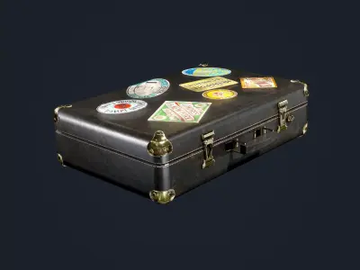 Leather Suitcase Luggage Low Poly Game Ready Low-poly 3D model