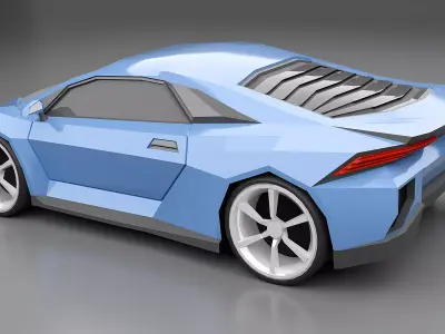 Lowpoly Ponteos concept car Low-poly 3D model