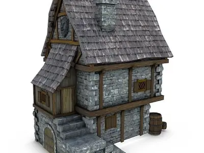 Medieval Building 16 Merchant Shop Low-poly 3D model