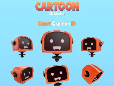 Robot Cartoon IA Low-poly 3D model