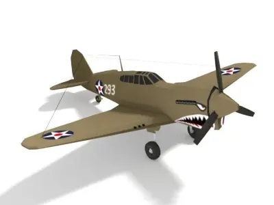 Low Poly Curtiss P-40 Warhawk Airplane Low-poly 3D model