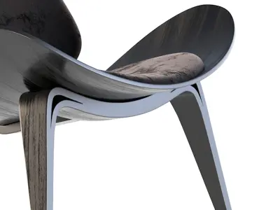 Carl Hansen CH07 Shell Chair Lounge Chair black 3D model