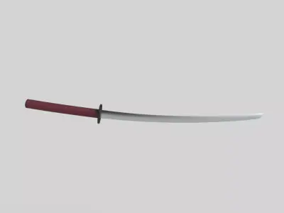 Katana samurai sword Low-poly 3D model 17