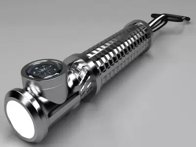 flashlight silver medical device with light 3D model