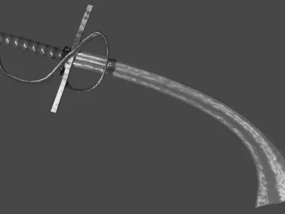 Khora sword with Flamberge handle Low-poly 3D model