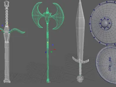 Medieval weapon pack Low-poly 3D model get