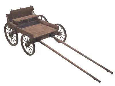 wooden cart with bench 3D model