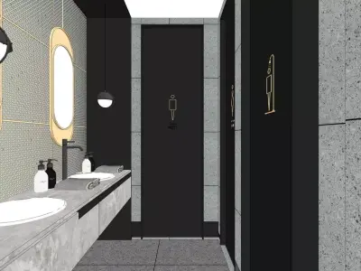 Modern industrial style public toilet  modern 3D model