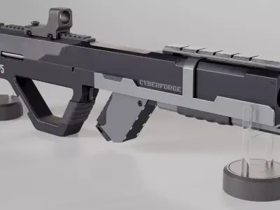 Sci-Fi Gun Game Ready Low Poly Weapon Low-poly 3D model