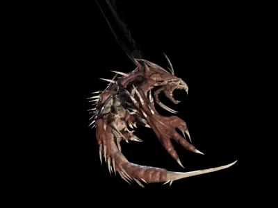Flying carnivorous beetle Low-poly 3D model