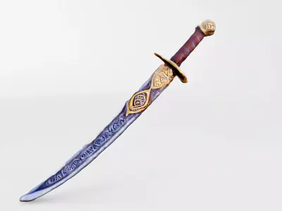 Engraved Ceremonial Sword with Golden Accents 3D model