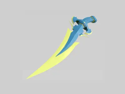 Medieval Dagger 10 Cartoon Blue - Fantasy Character Weapon Low-poly 3D model