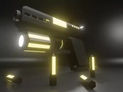 SCI-FI PISTOL Low-poly 3D model 19