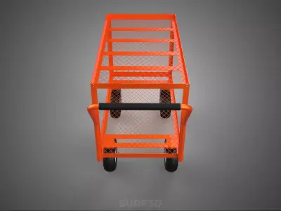 DOUBLE TIER MESH DECK BED CASTER WHEEL TROLLEY CART GARDEN WAGON 3D model