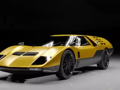 Futuristic Retro Supercar Rigged Sci-Fi Concept Vehicle  3D model