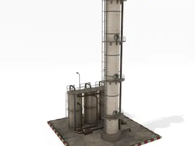 Refinery Unit  Low-poly 3D model