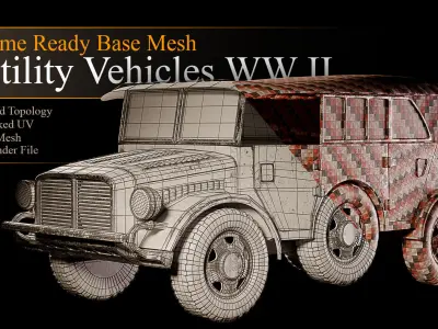 Utility Vehicles WW II Low poly Base Mesh Low-poly 3D model
