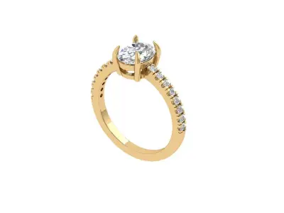  Oval Solitaire Ring 3D print model purchase