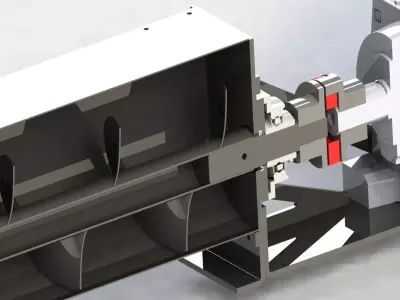 18 meters 300mm HANGER BED U TYPE SCREW CONVEYOR AND MOTORS 3D model