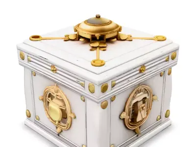 Ornate White and Gold Treasure Chest Low-poly 3D model