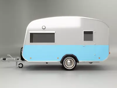 Classic Vintage Camping Caravan Low-poly 3D model