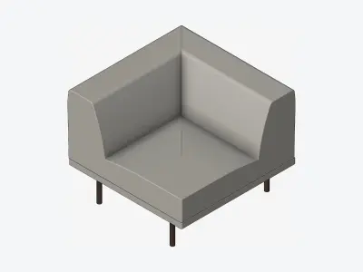 Seat - Sofa - Simplicity - Corner Low-poly 3D model
