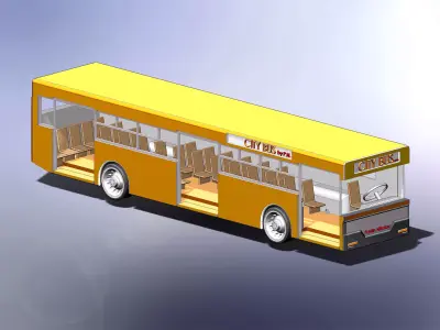 Shiny Old-School City Bus 3D Model Free 3D model