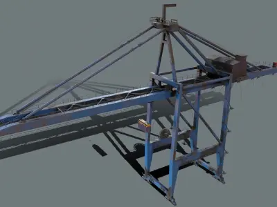PBR Quayside Container Crane Version 1 - Blue A Low-poly 3D model