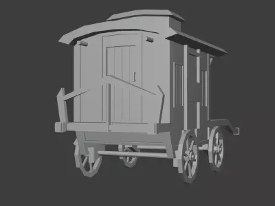 Medieval carriage Low-poly 3D model purchase