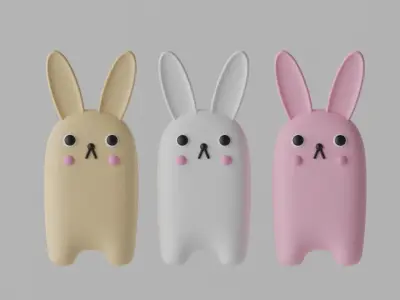 Cartoon Cute Bunny Rabbit 3D model