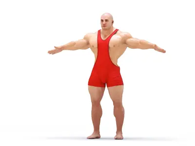 Fit Athletic Male in Red Leotard 3D model