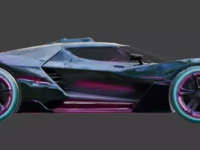 Sci-Fi Cyberpunk Neon Hypercar Low-poly 3D model