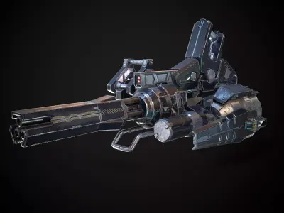 Low poly gun weapon Low-poly 3D model