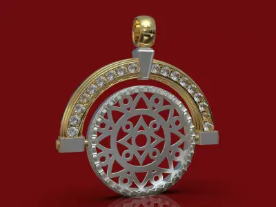 pendant with gem stones 3D print model