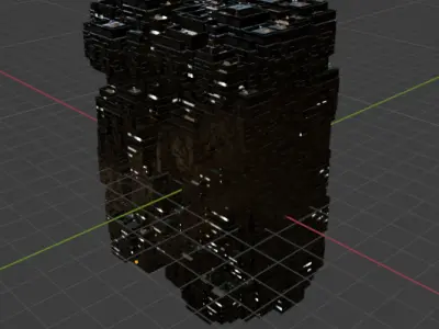 Sci fi night city building 6 Low-poly 3D model