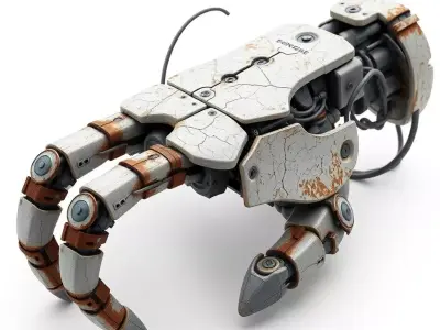 Rusted SciFi Robotic Arm Gripper Low-poly 3D model