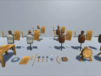 Low Poly Training camp gameready assets Low-poly 3D model