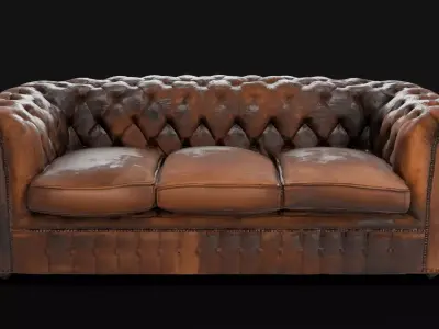Vintage Chesterfield Leather Couch 3D model