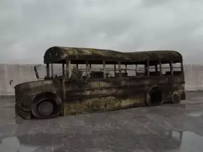 destroyed bus 006 am165 3D model