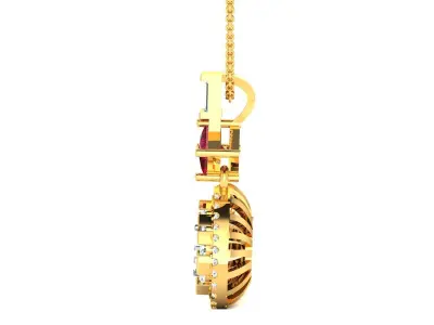 Princess Stone Pendant Women 3dm STL FBX OBJ Render Details 3D print model