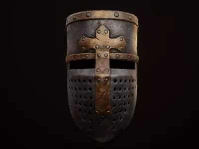 Next Gen Medieval helmet Low-poly 3D model