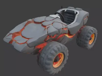  Volcanic Magma Brass Era Runabout 3D Model Low-poly 3D model