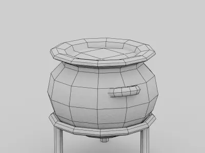Stylized Fireplace and Cauldron part of Witch Interior pack