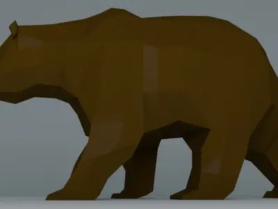 Grizzly Bear Cartoon Low Poly Low-poly 3D model