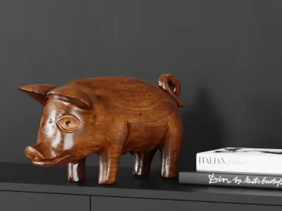  Wooden Pig Statue Model 