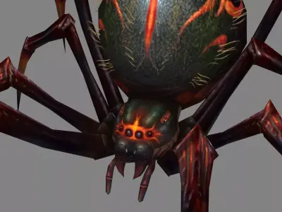 Cartoon giant black spider Low-poly 3D model
